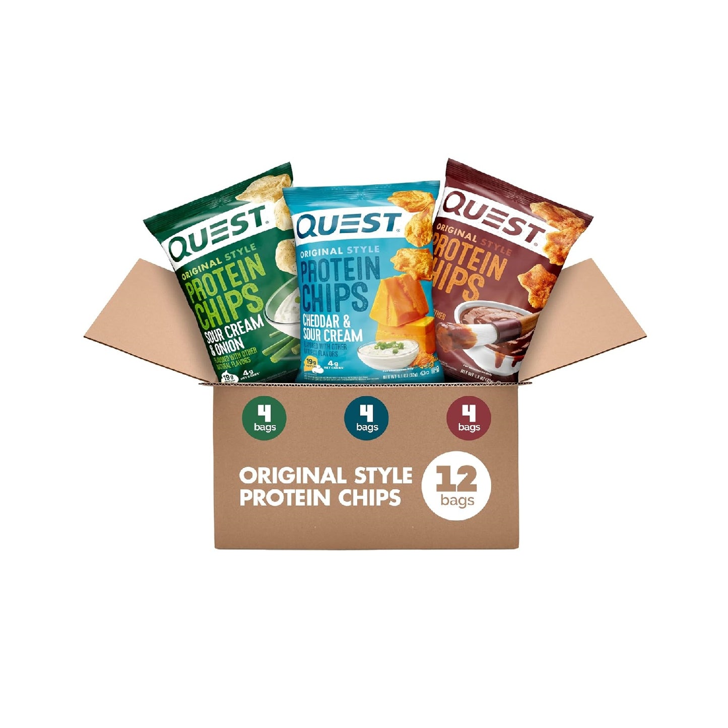 Quest Nutrition Protein Chips, 19g Protein, 4g Net Carb, Low Carb, 1.1 oz (Pack of 12)
