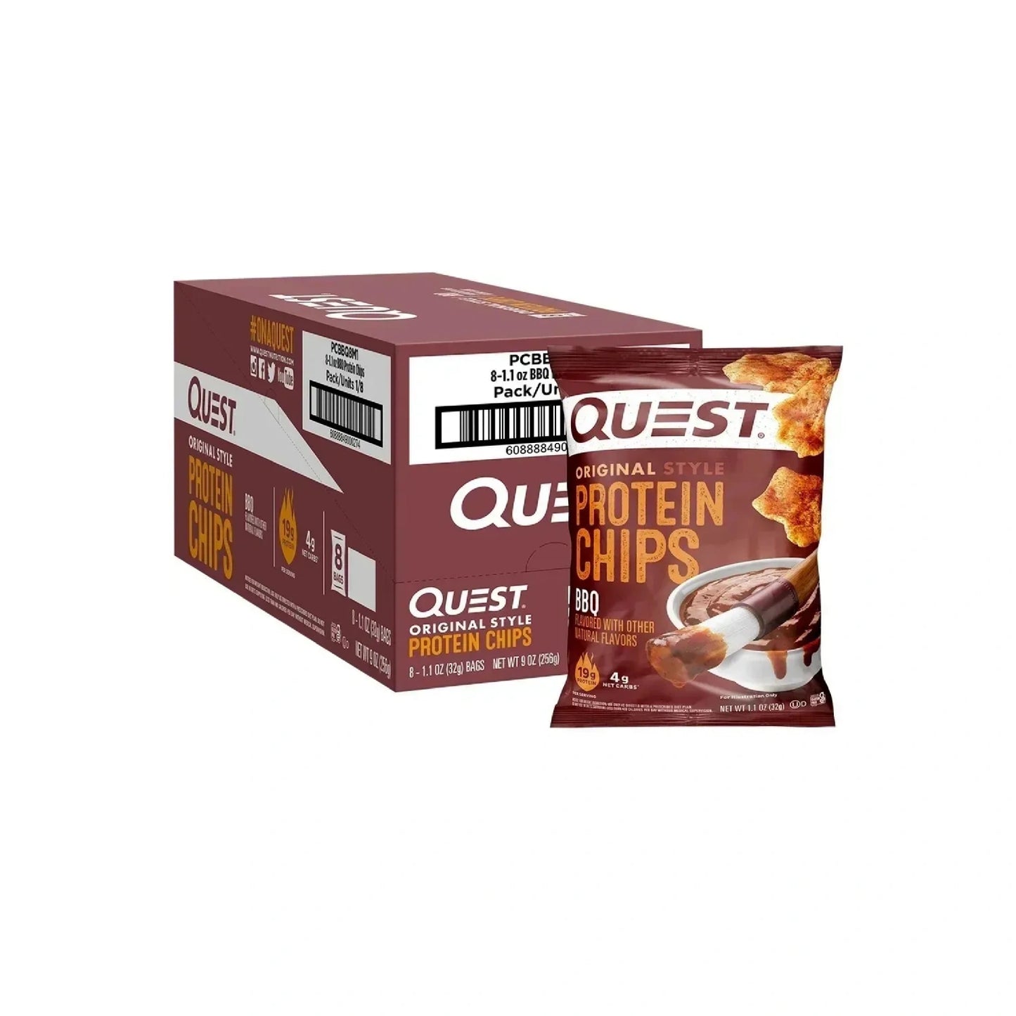 Quest Nutrition Protein Chips, 19g Protein, 4g Net Carb, Low Carb, 1.1 oz (Pack of 12)