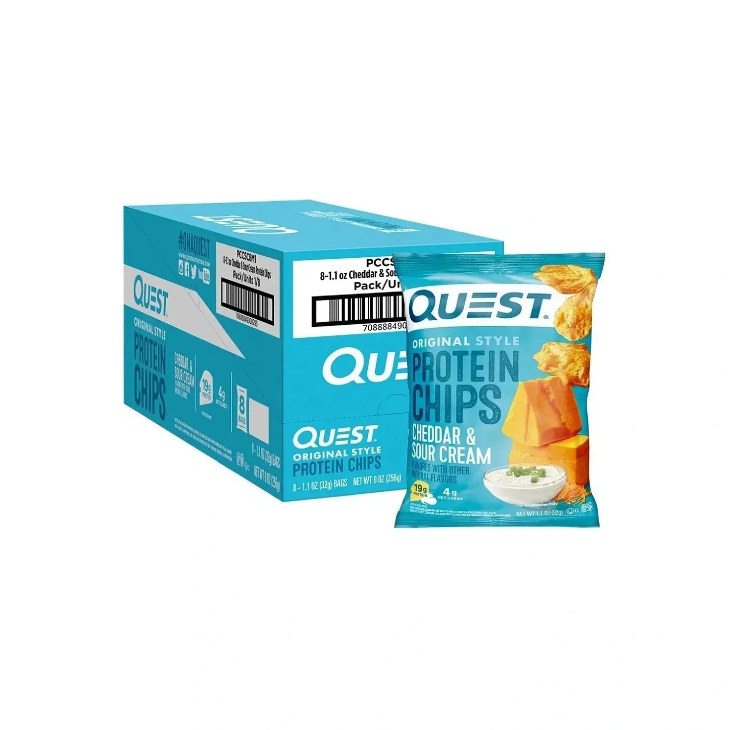 Quest Nutrition Protein Chips, 19g Protein, 4g Net Carb, Low Carb, 1.1 oz (Pack of 12)