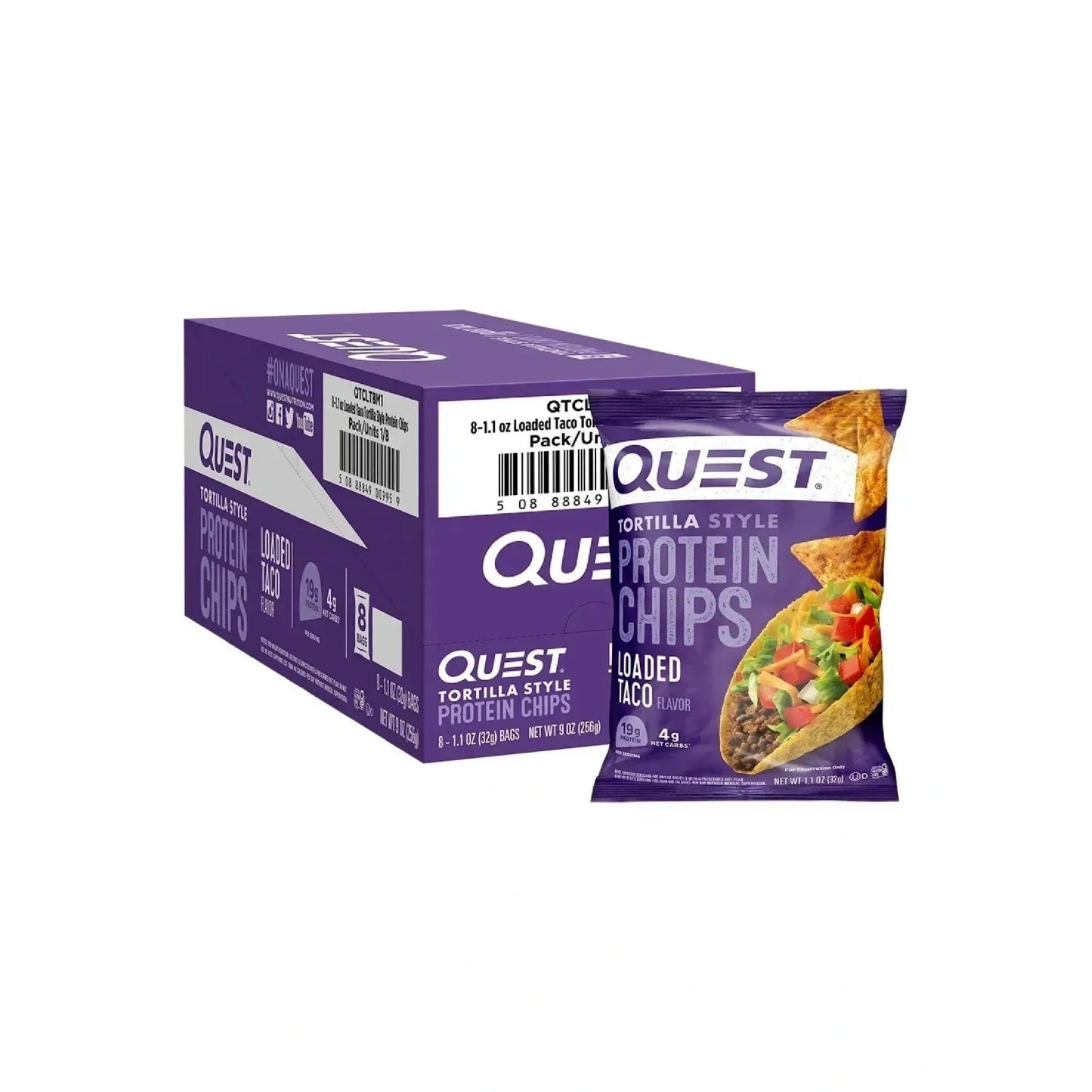 Quest Nutrition Protein Chips, 19g Protein, 4g Net Carb, Low Carb, 1.1 oz (Pack of 12)