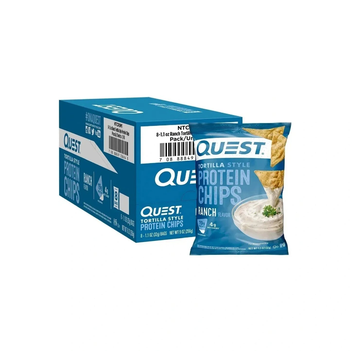Quest Nutrition Protein Chips, 19g Protein, 4g Net Carb, Low Carb, 1.1 oz (Pack of 12)